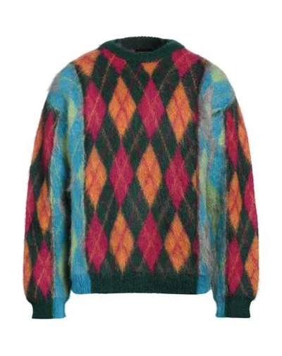 Roberto Collina Man Sweater Green Size 36 Mohair Wool, Nylon, Wool In Multi