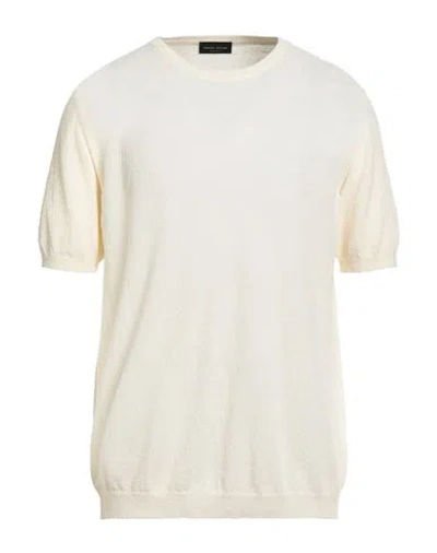 Roberto Collina Man Sweater Ivory Size 42 Cotton, Polyamide In White