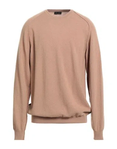 Roberto Collina Man Sweater Khaki Size 44 Merino Wool, Cashmere In Burgundy