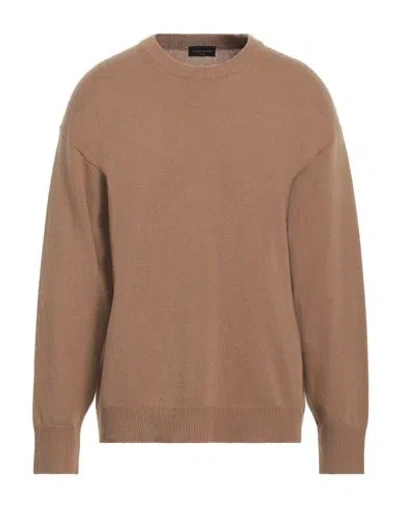 Roberto Collina Man Sweater Light Brown Size 46 Merino Wool, Cashmere In Beige