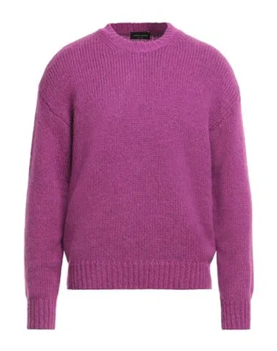 Roberto Collina Man Sweater Mauve Size 44 Baby Alpaca Wool, Nylon, Wool In Purple