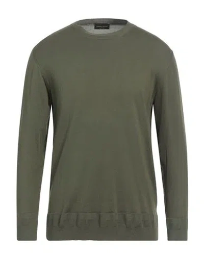 Roberto Collina Man Sweater Military Green Size 38 Cotton