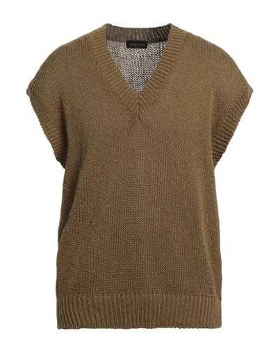 Roberto Collina Man Sweater Military Green Size 38 Cotton, Linen