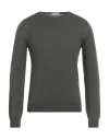 Roberto Collina Man Sweater Military Green Size 42 Merino Wool, Leather