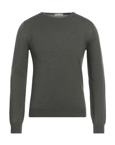 Roberto Collina Man Sweater Military Green Size 42 Merino Wool, Leather