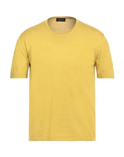 Roberto Collina Man Sweater Apricot Size 38 Cotton In Yellow