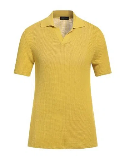 Roberto Collina Man Sweater Mustard Size 40 Organic Cotton, Linen In Yellow