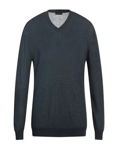 Roberto Collina Man Sweater Navy Blue Size 44 Linen, Ecovero Viscose, Recycled Viscose In Navy Blue