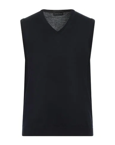 Roberto Collina Man Sweater Navy Blue Size 46 Merino Wool In Navy Blue