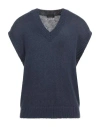 Roberto Collina Man Sweater Navy Size 40 Cotton, Linen In Navy