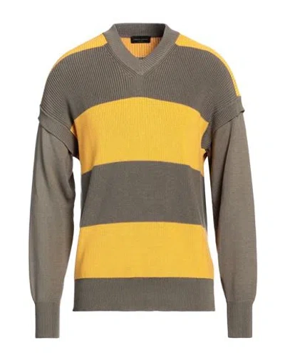 Roberto Collina Man Sweater Ocher Size 38 Cotton In Brown