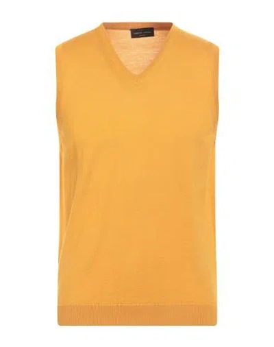 Roberto Collina Man Sweater Ocher Size 38 Merino Wool In Yellow