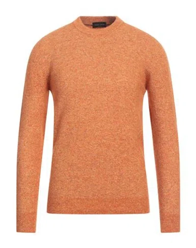 Roberto Collina Man Sweater Orange Size 38 Synthetic Fibers, Merino Wool, Silk, Cotton, Baby Alpaca