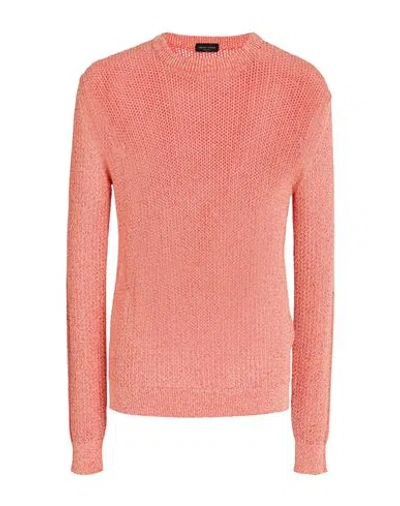 Roberto Collina Man Sweater Orange Size 42 Cotton, Viscose, Nylon