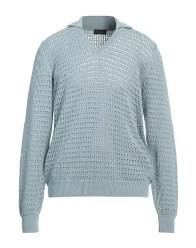 Roberto Collina Man Sweater Pastel Blue Size 40 Cotton