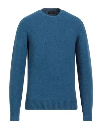 Roberto Collina Man Sweater Pastel Blue Size 44 Cotton, Nylon, Elastane