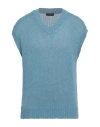 Roberto Collina Man Sweater Pastel Blue Size 46 Cotton, Linen