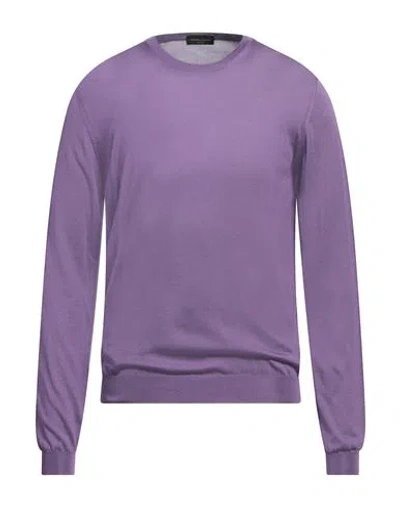 Roberto Collina Man Sweater Purple Size 42 Merino Wool, Silk