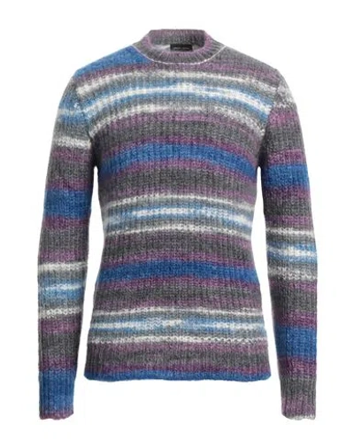 Roberto Collina Man Sweater Purple Size 42 Mohair Wool, Nylon, Wool