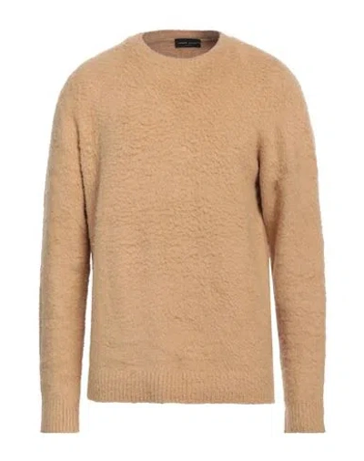 Roberto Collina Man Sweater Camel Size 42 Cotton, Nylon, Elastane In Beige