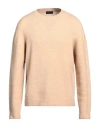 Roberto Collina Man Sweater Sand Size 46 Cashmere, Silk, Polyester In Beige