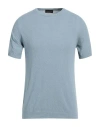 Roberto Collina Man Sweater Sky Blue Size 42 Cotton, Polyamide In Blue