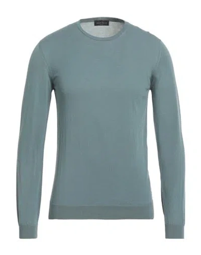 Roberto Collina Man Sweater Slate Blue Size 40 Cotton