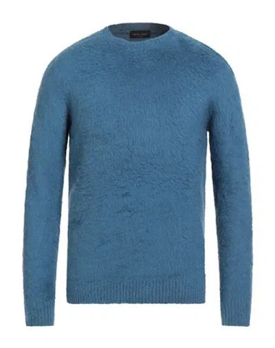 Roberto Collina Man Sweater Slate Blue Size 42 Cotton, Nylon, Elastane
