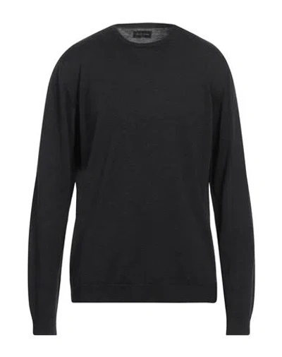 Roberto Collina Man Sweater Charcoal Size 44 Merino Wool In Gray