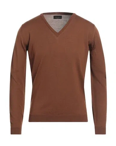 Roberto Collina Man Sweater Tan Size 44 Merino Wool In Brown