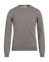 Roberto Collina Man Sweater Taupe Size 40 Merino Wool, Leather