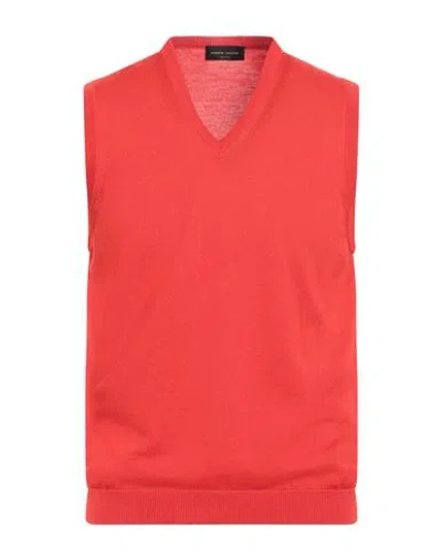 Roberto Collina Man Sweater Tomato Red Size 44 Merino Wool