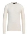 Roberto Collina Crew Neck Cotton Blend Brushed Sweater In White