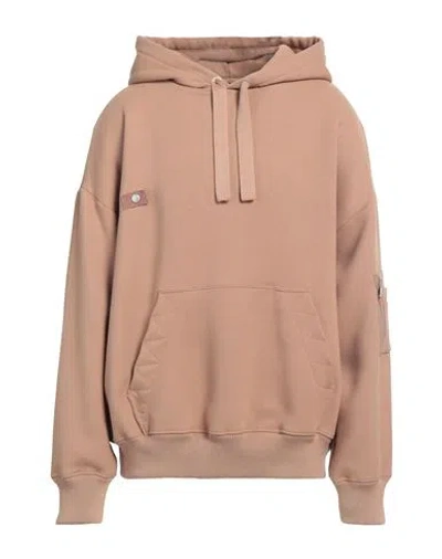 Roberto Collina Man Sweatshirt Camel Size 40 Polyester, Viscose, Elastane In Beige