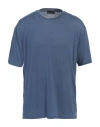Roberto Collina Man T-shirt Navy Size 46 Linen, Elastane
