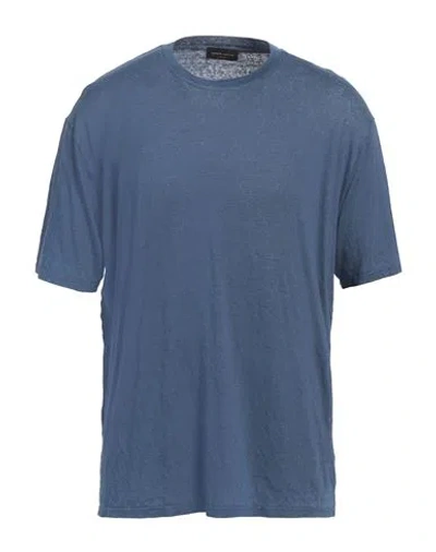 Roberto Collina Man T-shirt Navy Size 46 Linen, Elastane