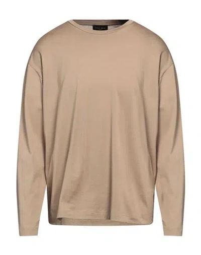 Roberto Collina Man T-shirt Sand Size 38 Cotton In Beige