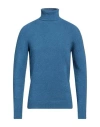 Roberto Collina Man Turtleneck Azure Size 36 Cotton, Nylon, Elastane In Blue
