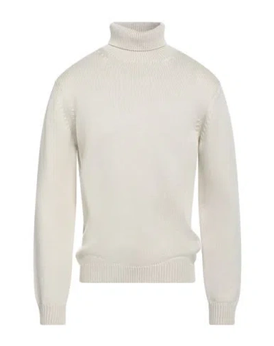 Roberto Collina Man Turtleneck Beige Size 42 Merino Wool In Neutral
