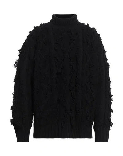 Roberto Collina Man Turtleneck Black Size 38 Merino Wool In Black
