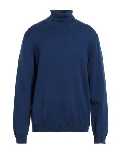 Roberto Collina Man Turtleneck Blue Size 44 Merino Wool In Blue