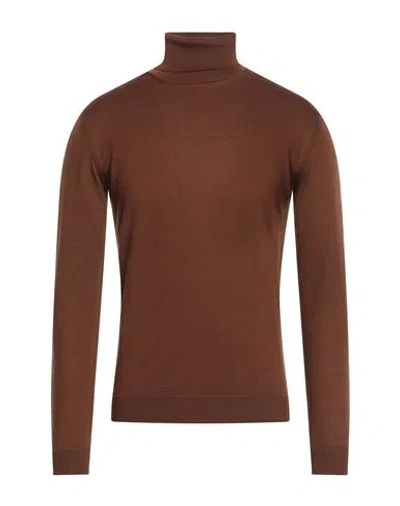 Roberto Collina Man Turtleneck Brown Size 36 Merino Wool In Brown