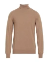 Roberto Collina Man Turtleneck Camel Size 38 Merino Wool, Cashmere In Beige