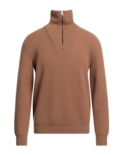 Roberto Collina Man Turtleneck Camel Size 40 Merino Wool, Nylon, Elastane In Beige