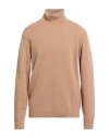 Roberto Collina Man Turtleneck Camel Size 42 Wool, Cashmere In Sand