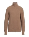 Roberto Collina Man Turtleneck Camel Size 44 Cotton, Nylon, Elastane In Beige