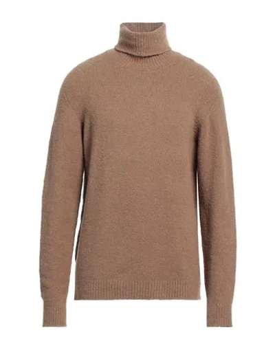 Roberto Collina Man Turtleneck Camel Size 44 Cotton, Nylon, Elastane In Beige
