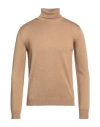 Roberto Collina Man Turtleneck Camel Size 44 Merino Wool In Beige