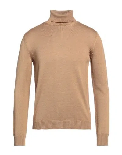 Roberto Collina Man Turtleneck Camel Size 44 Merino Wool In Neutral