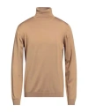 Roberto Collina Man Turtleneck Camel Size 44 Merino Wool In Beige